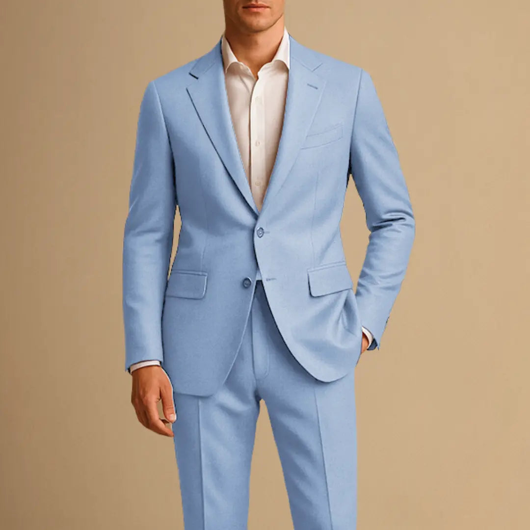 Men's Two-Piece Suit with Slim Fit Cut and Single-Breasted Jacket