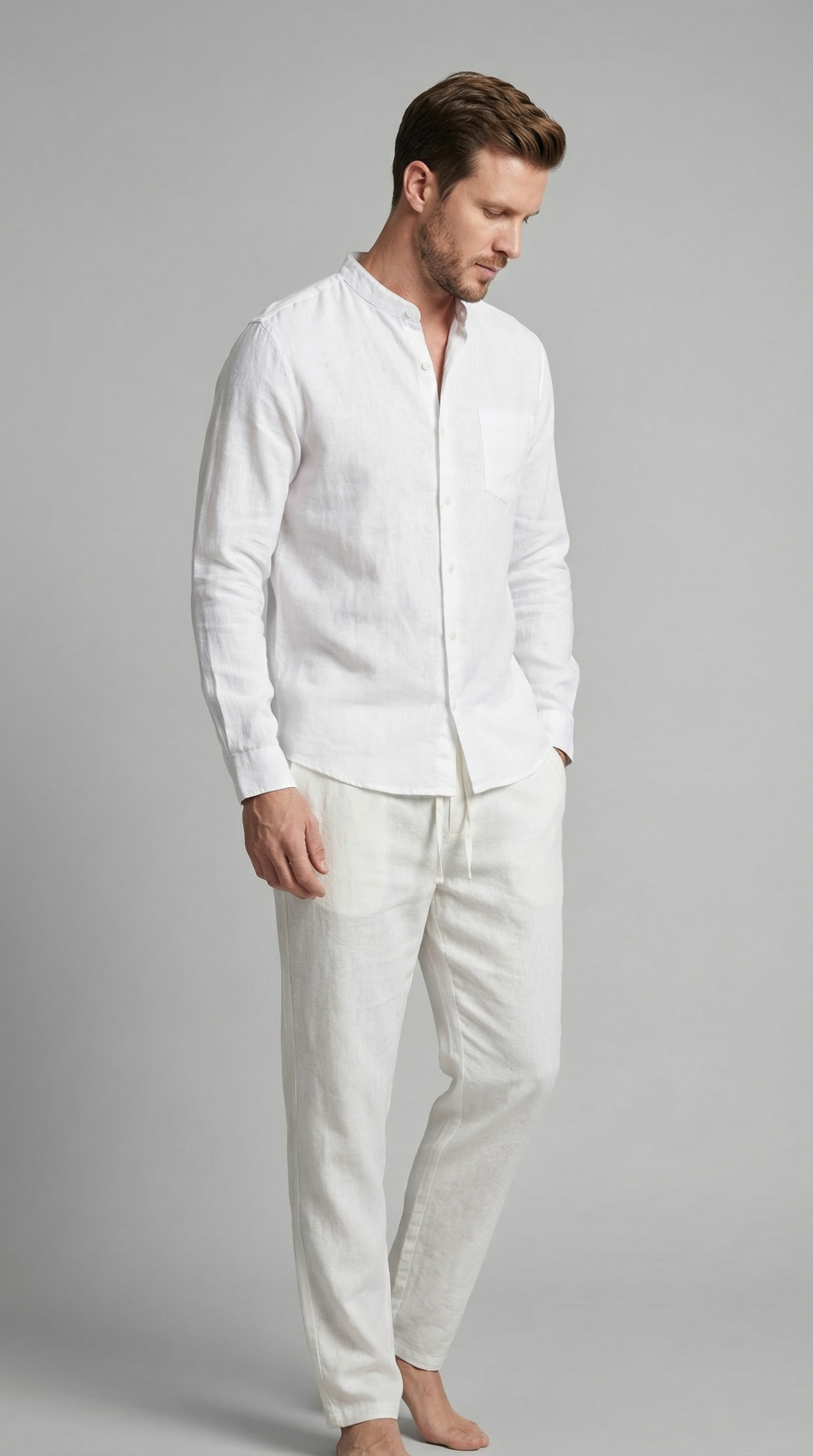 Ensemble homme en lin | ensemble deux pièces coupe slim