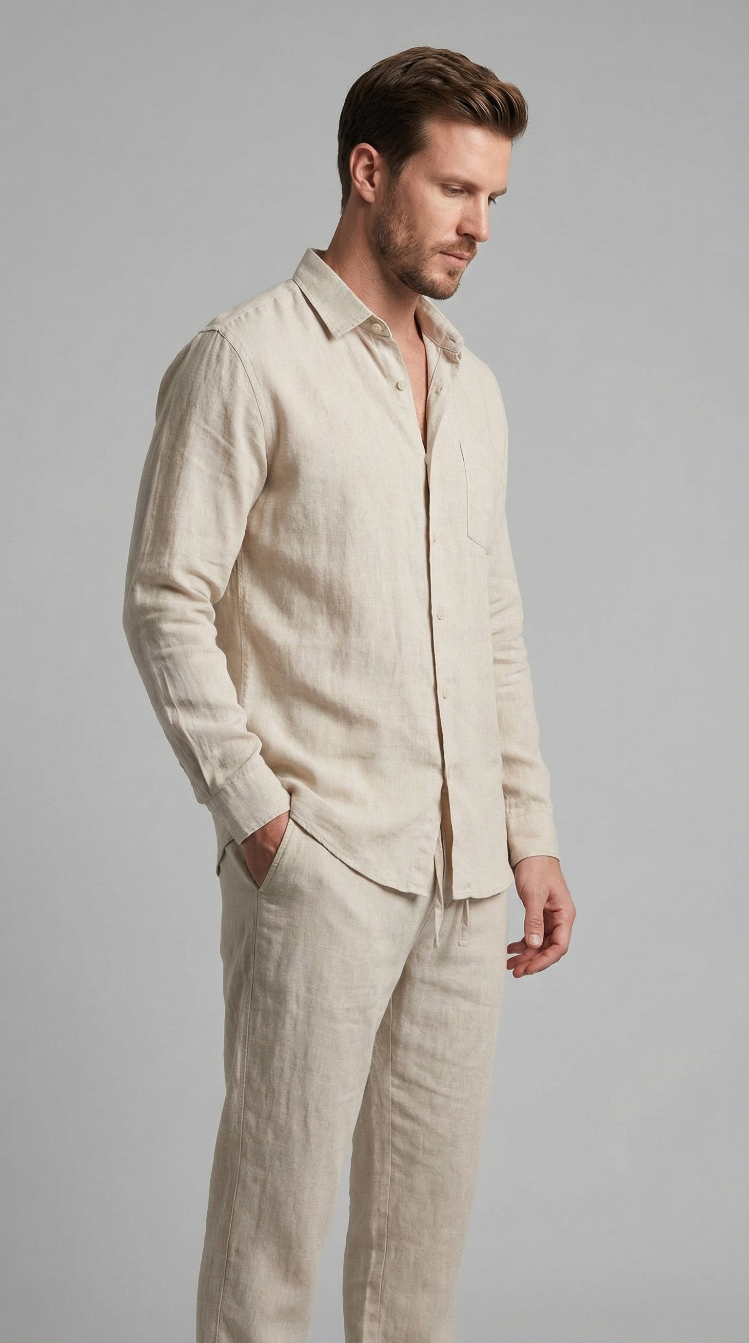 Ensemble homme en lin | ensemble deux pièces coupe slim