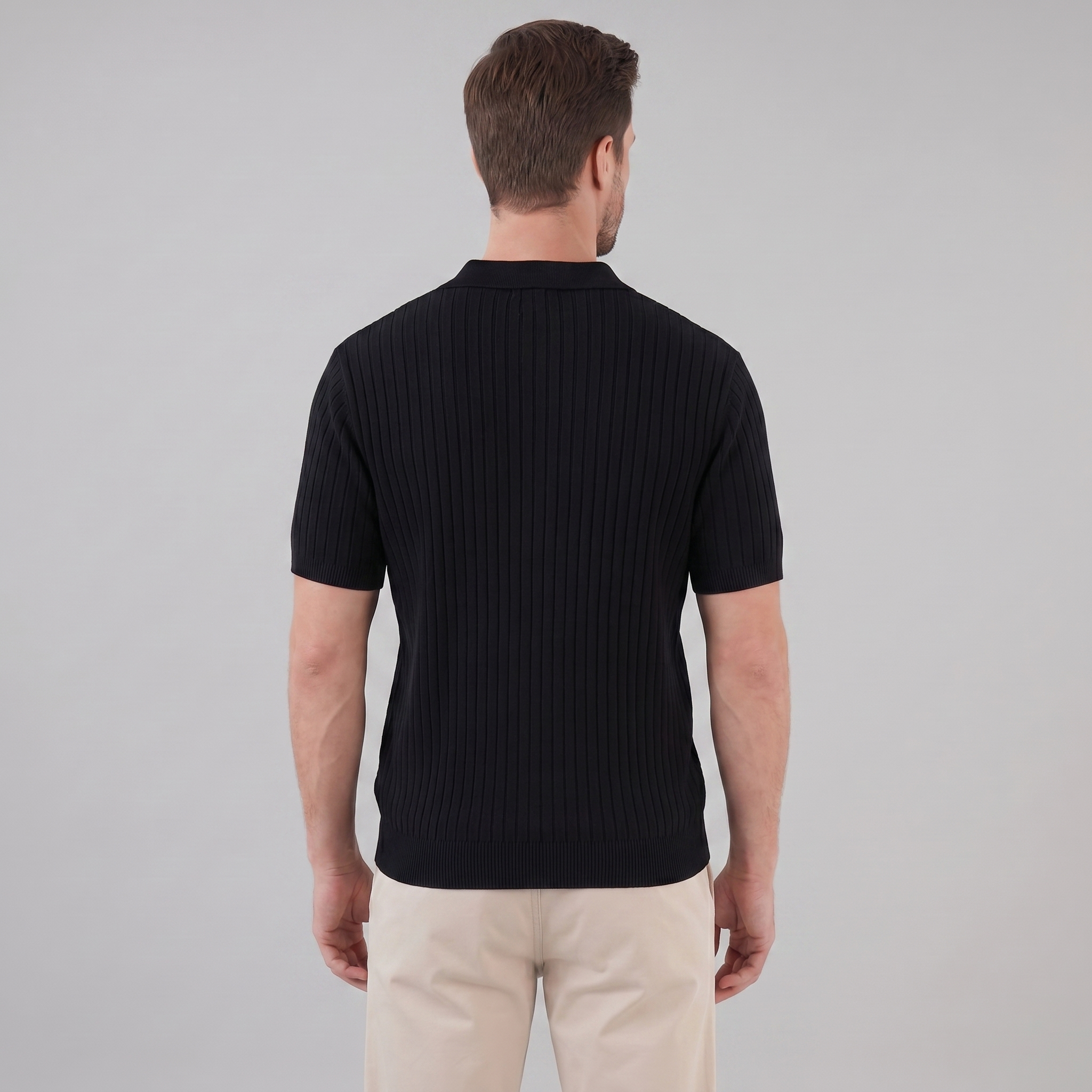 Polo en maille côtelée pour homme avec col à revers — décontracté