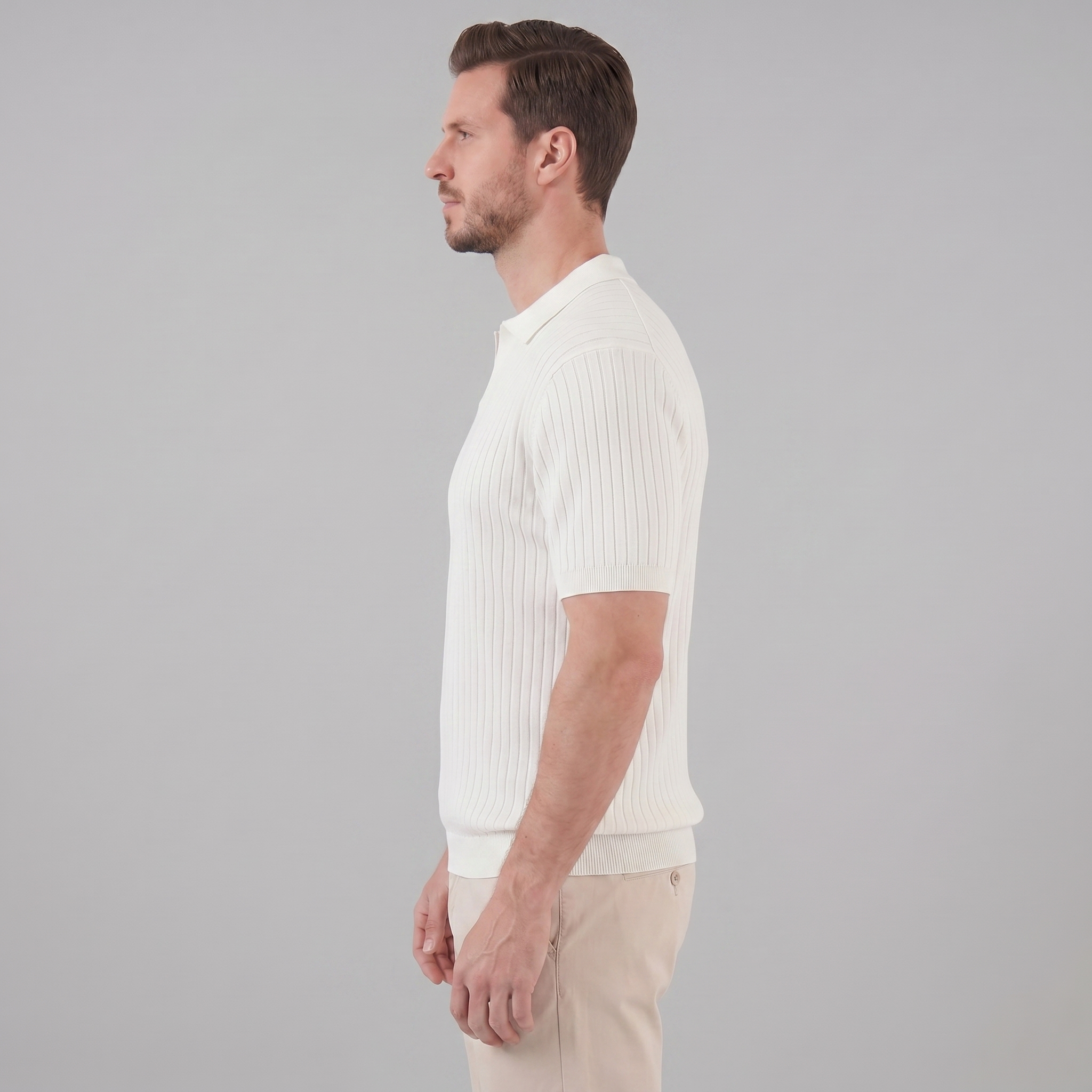 Polo en maille côtelée pour homme avec col à revers — décontracté