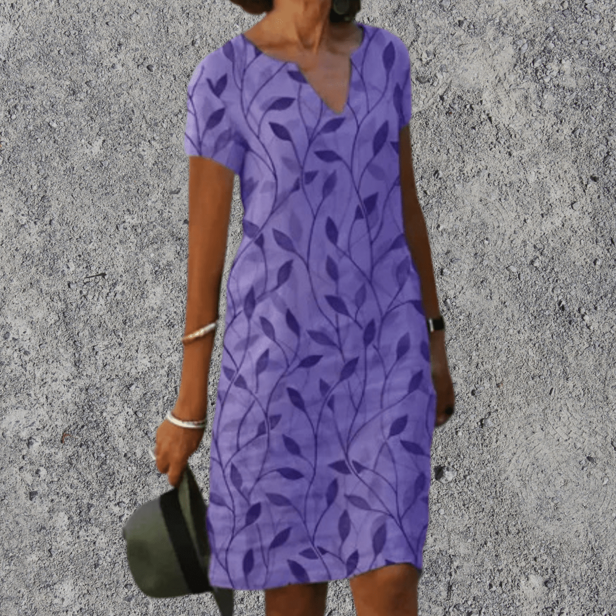 Vestito midi donna con stampa floreale, scollo a V, comodo