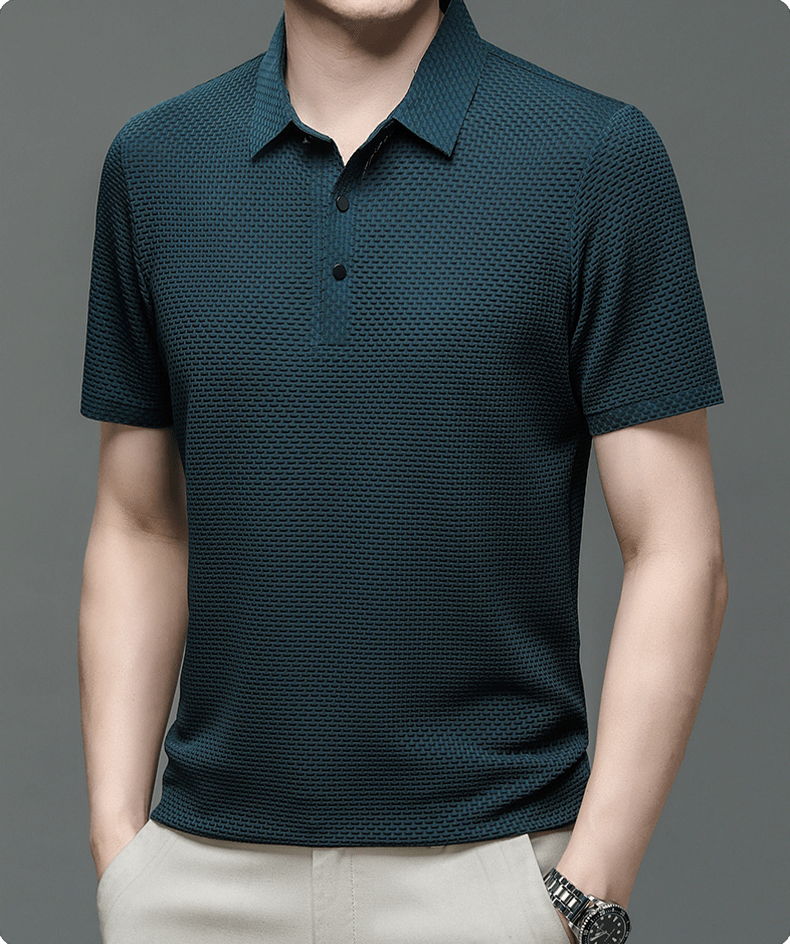 Pánské polo s mikrostrukturou a knoflíky — business casual