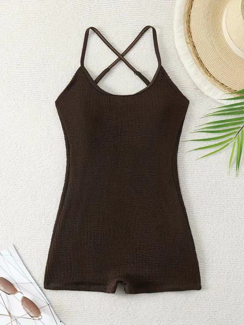 Maillot de bain sportif pour femme - coupe une pièce avec bretelles - natation