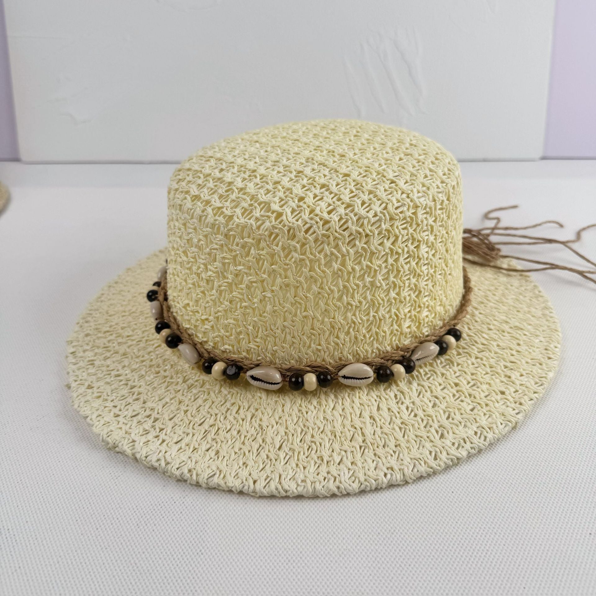 Chapeau de soleil pour femme - large bord rigide - style plage rétro
