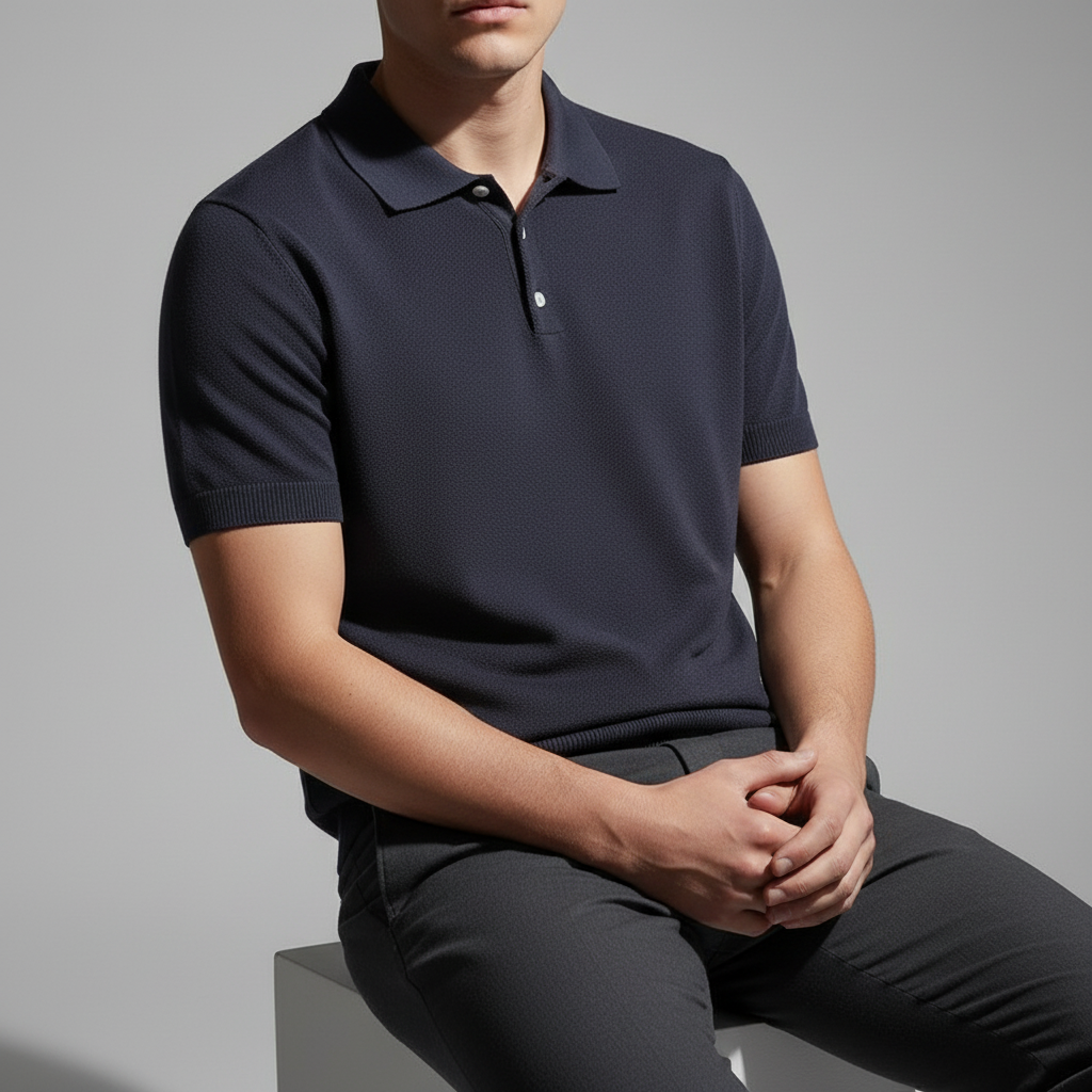 Tricou polo bărbați din bumbac cu croială croitorie — casual