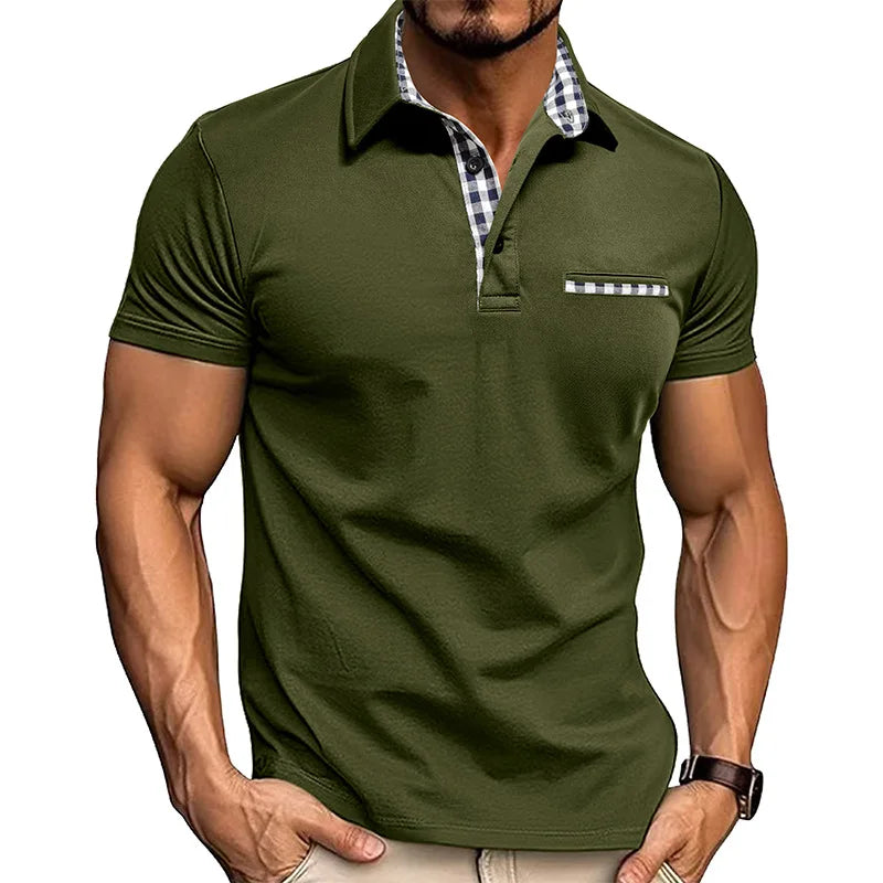 Polo da uomo in cotone con taschino frontale classico