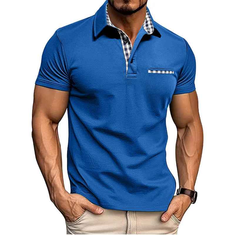 Polo da uomo in cotone con taschino frontale classico