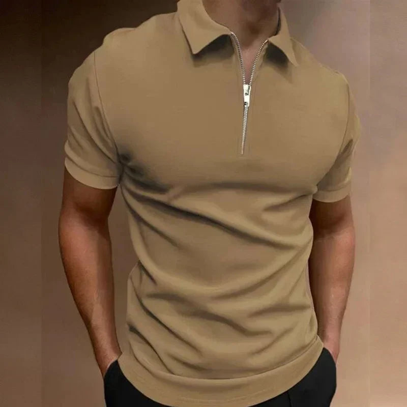 Polo para homem com gola de fecho e manga curta — casual