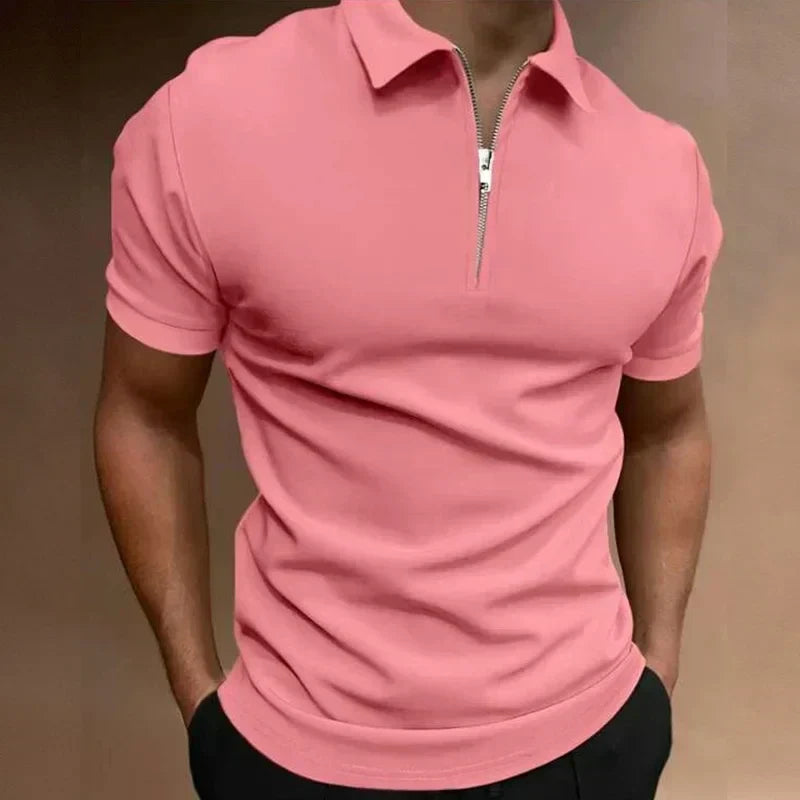 Polo para homem com gola de fecho e manga curta — casual