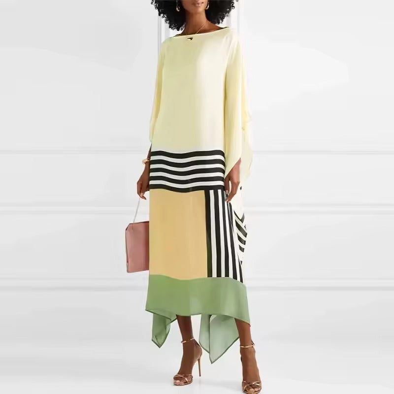 Robe kimono longue pour femme avec manches chauve-souris — été
