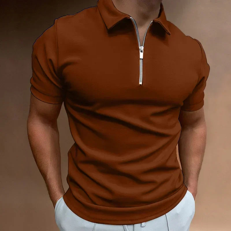 Polo para homem com gola de fecho e manga curta — casual