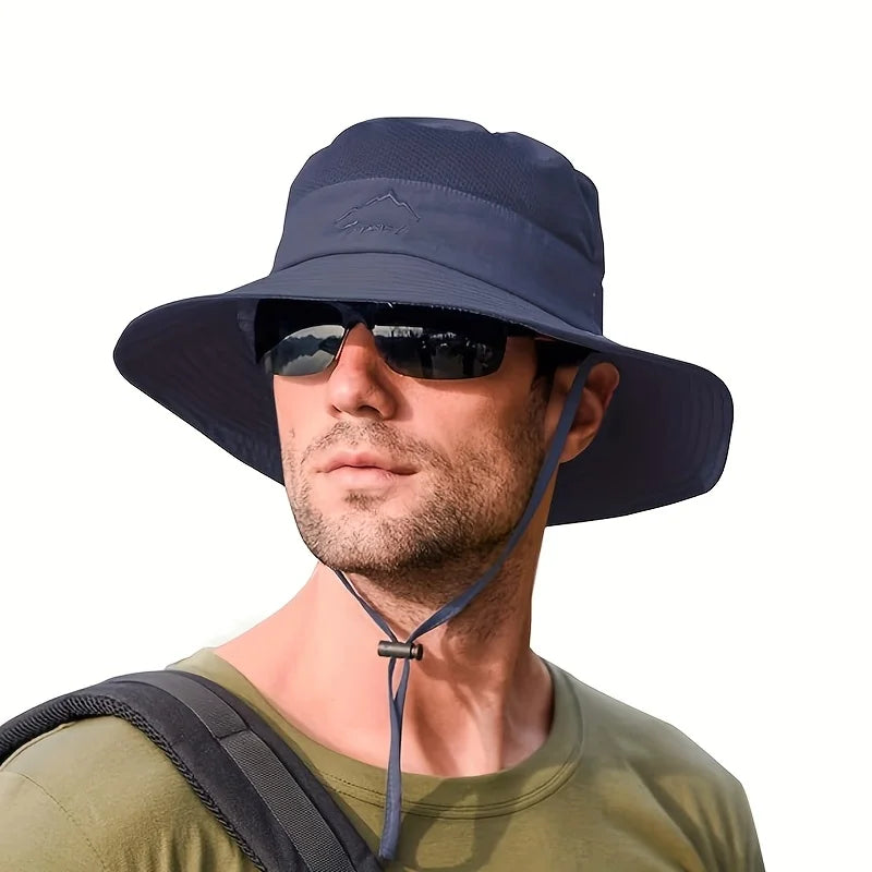 Chapeau bob respirant de soleil pour la pêche et la randonnée avec mentonnière