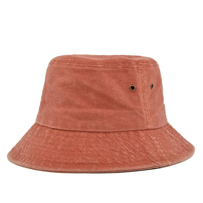 Cappello a secchiello unisex in cotone lavato, casual, per il sole