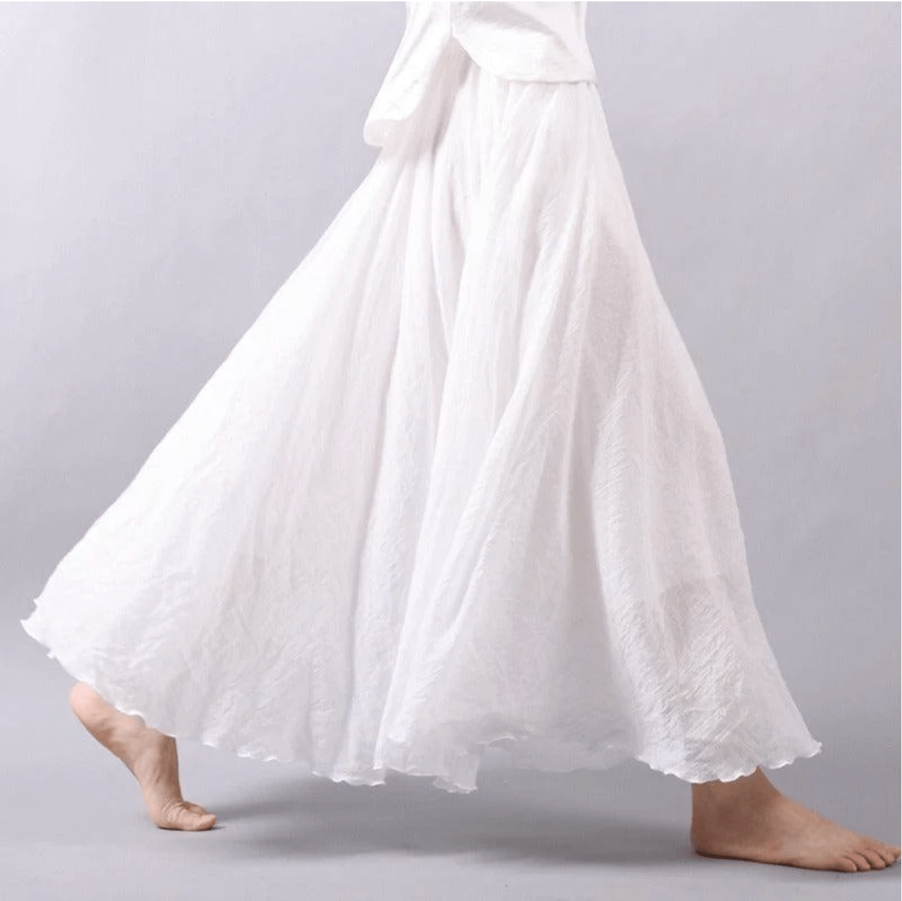 Women's linen maxi skirt — bohemian flared cut for summer