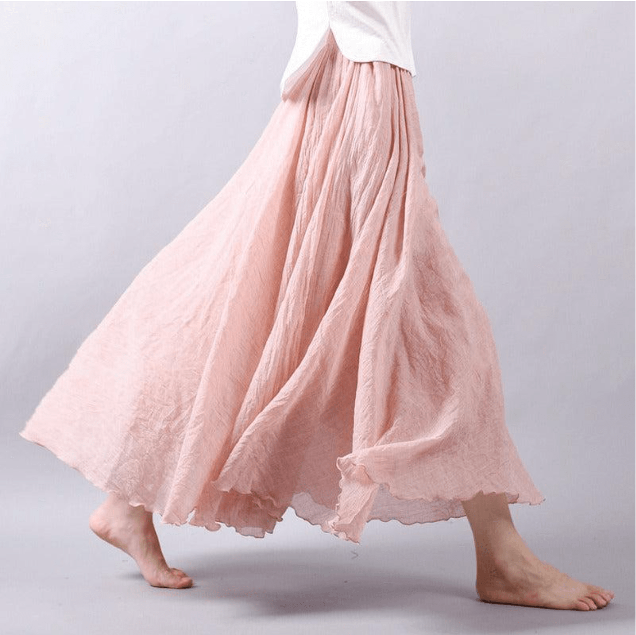 Women's linen maxi skirt — bohemian flared cut for summer