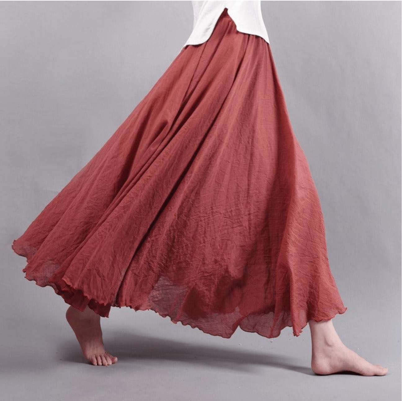 Women's linen maxi skirt — bohemian flared cut for summer