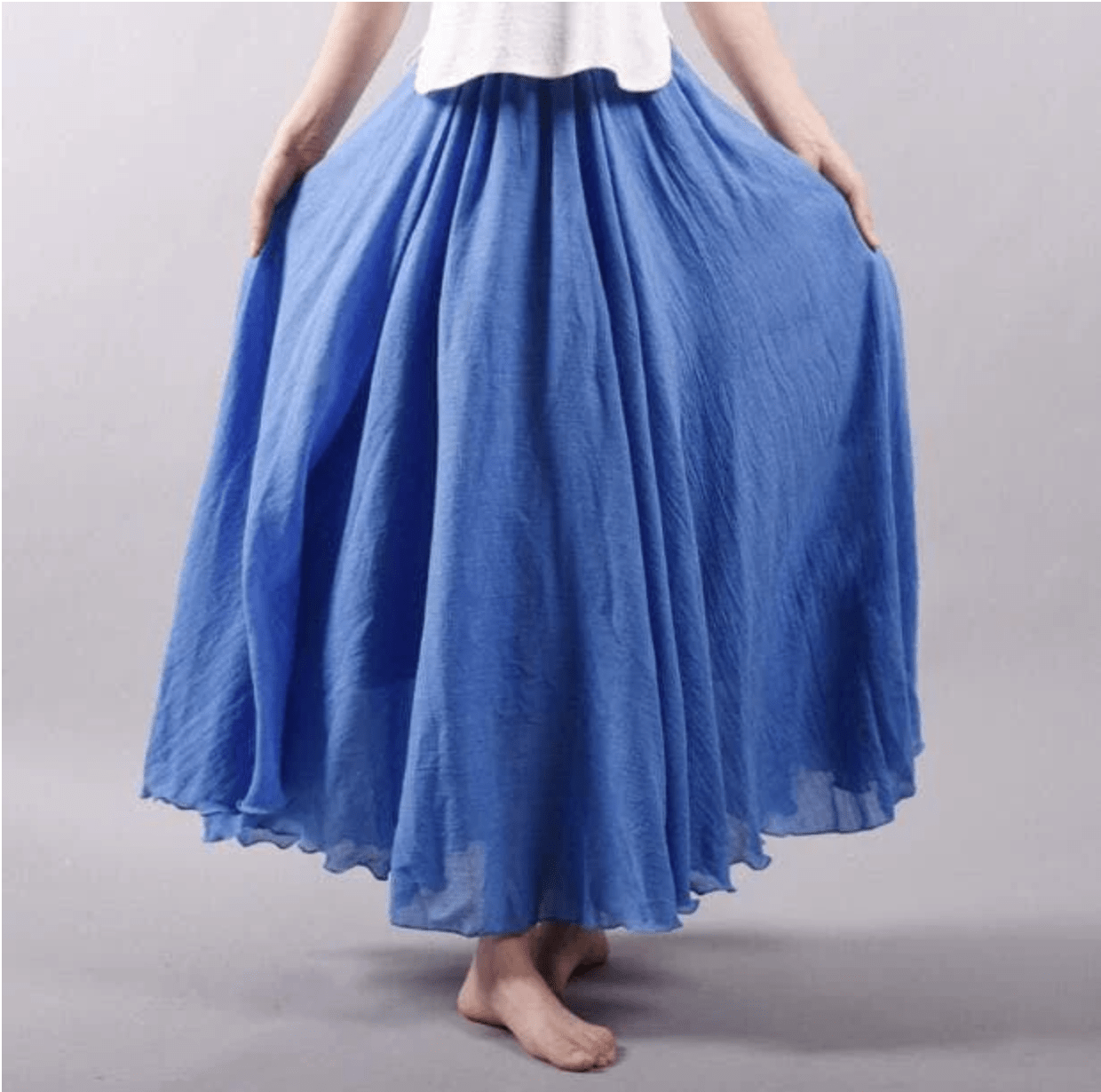 Women's linen maxi skirt — bohemian flared cut for summer