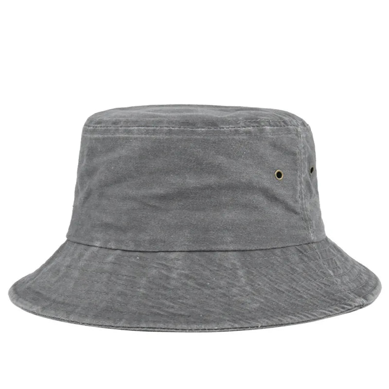 Cappello a secchiello unisex in cotone lavato, casual, per il sole