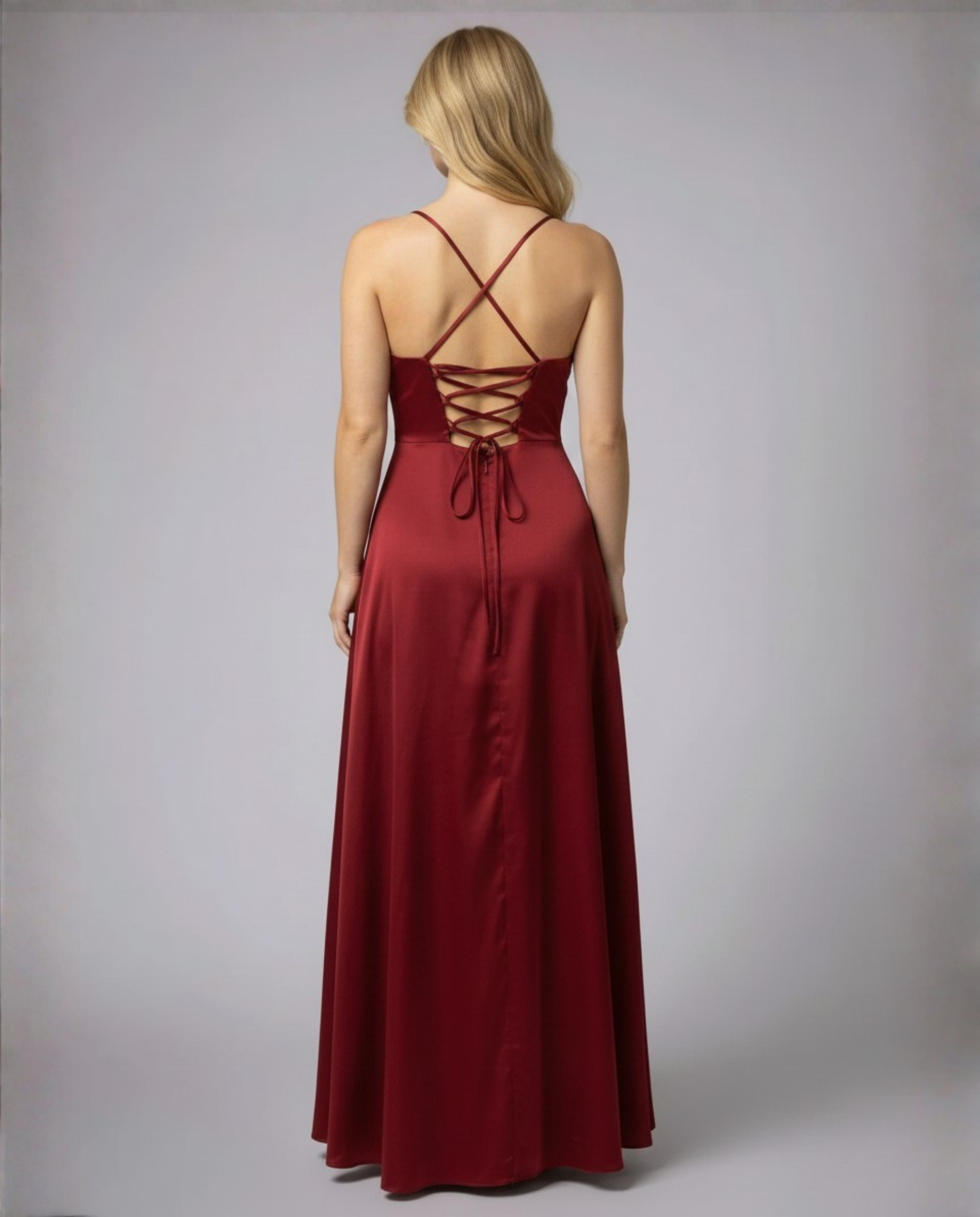 Vestido de seda para mujer - escote drapeado con abertura - gala