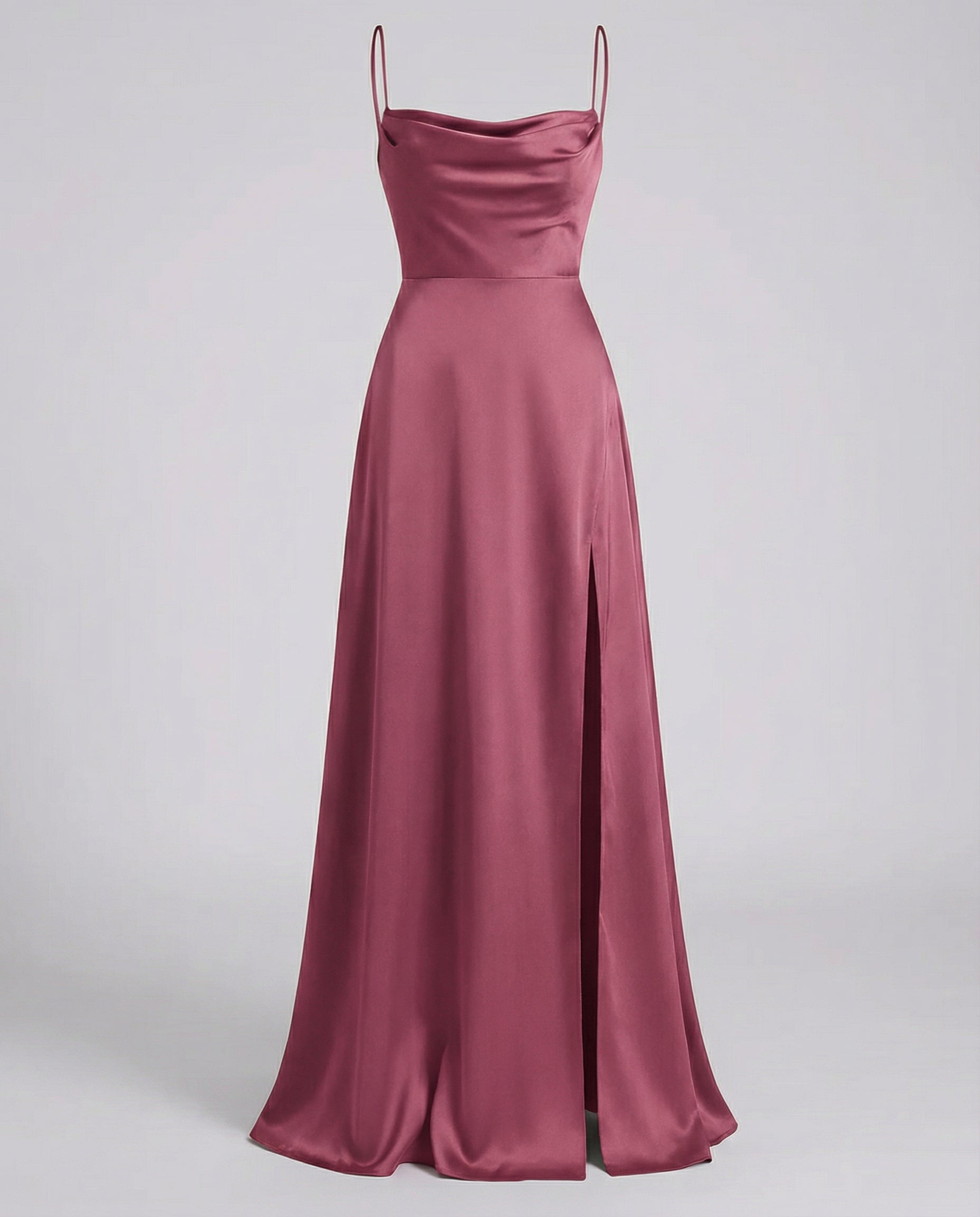 Vestido de seda para mujer - escote drapeado con abertura - gala
