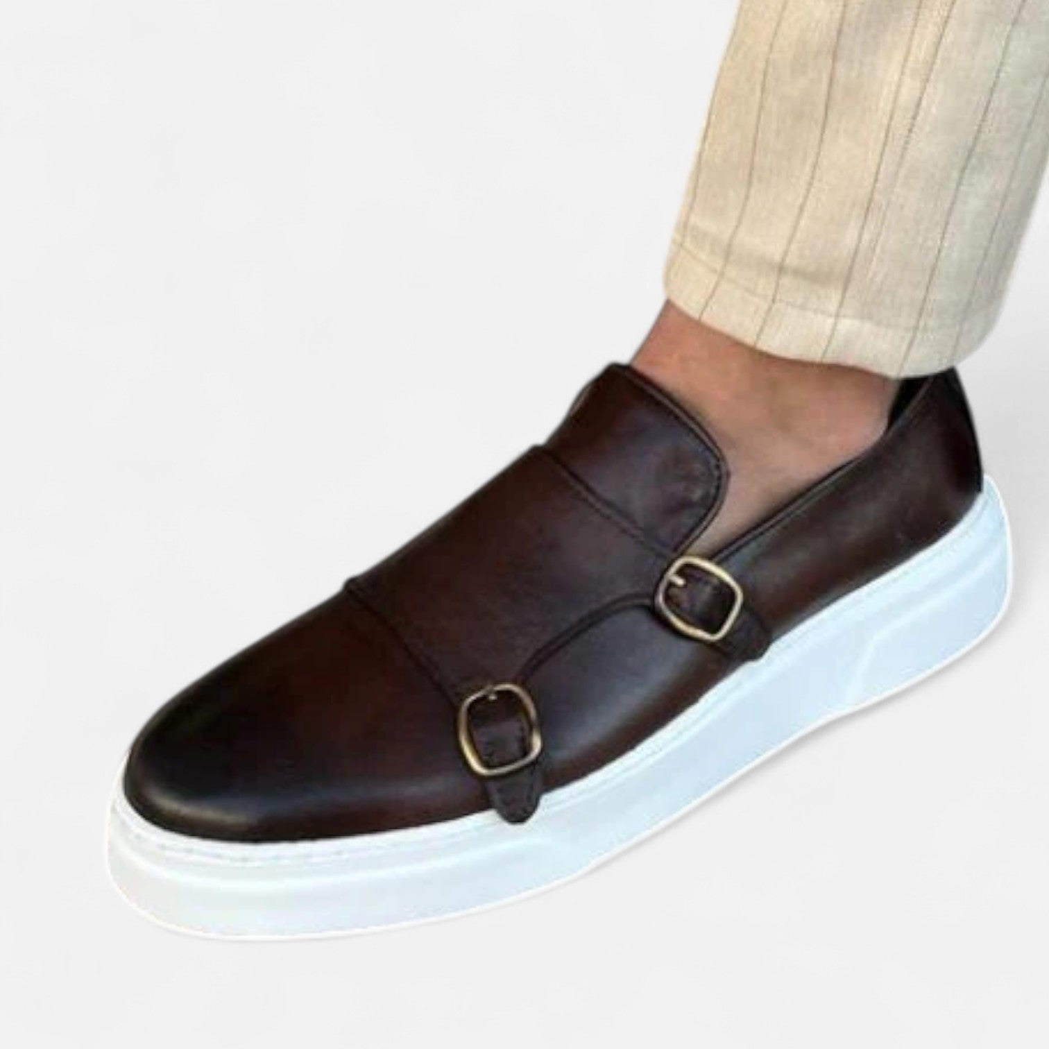 Eliaro Moda | Mocasines de Piel con Doble Hebilla para Hombre – Estilo Monk Strap con Distinción Artesanal y Silueta Refinada