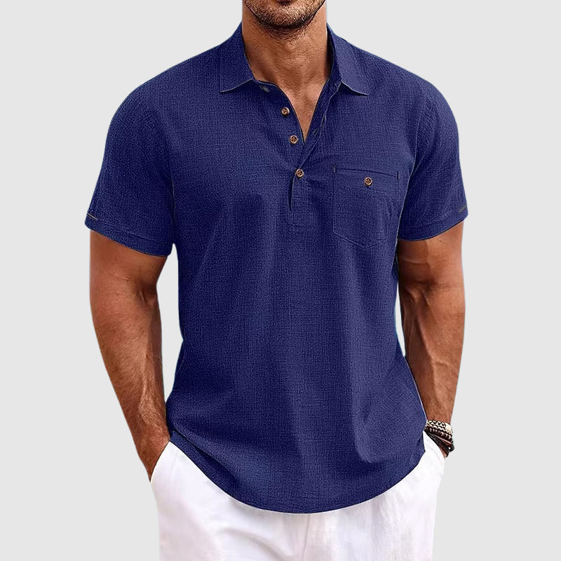 Polo de homem de manga curta com bolso e corte moderno — diário
