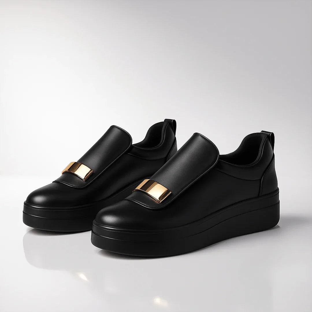 Women's Slip-On Platform Casual Sneakers with Metallic Decoration