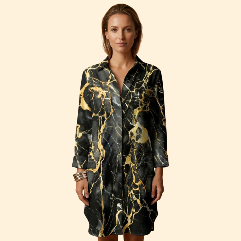Vestido de Praia para Mulher Women's Beach Cover Up com Botões e Manga Comprida