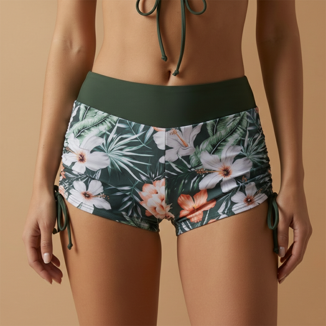 Dvoudílné dámské bikini - plavky s mašlí a řasením vpředu | pláž