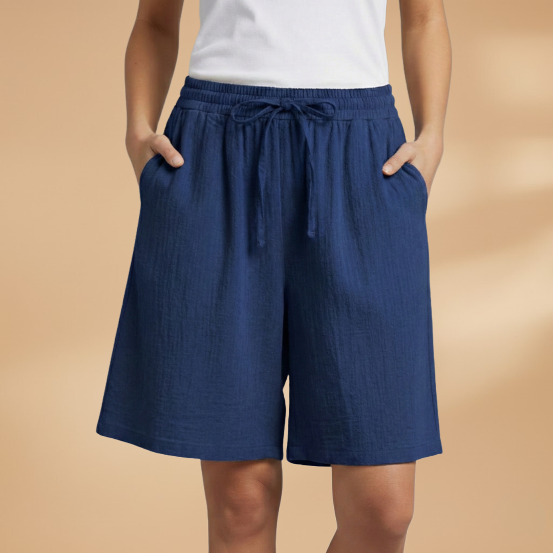 Dámské kraťasy - volné bermudy s elastickým pasem | casual