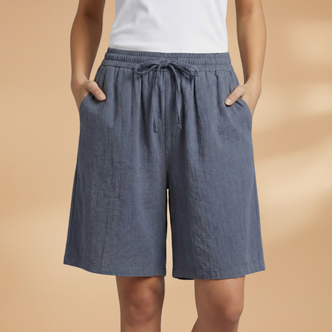 Dámské kraťasy - volné bermudy s elastickým pasem | casual