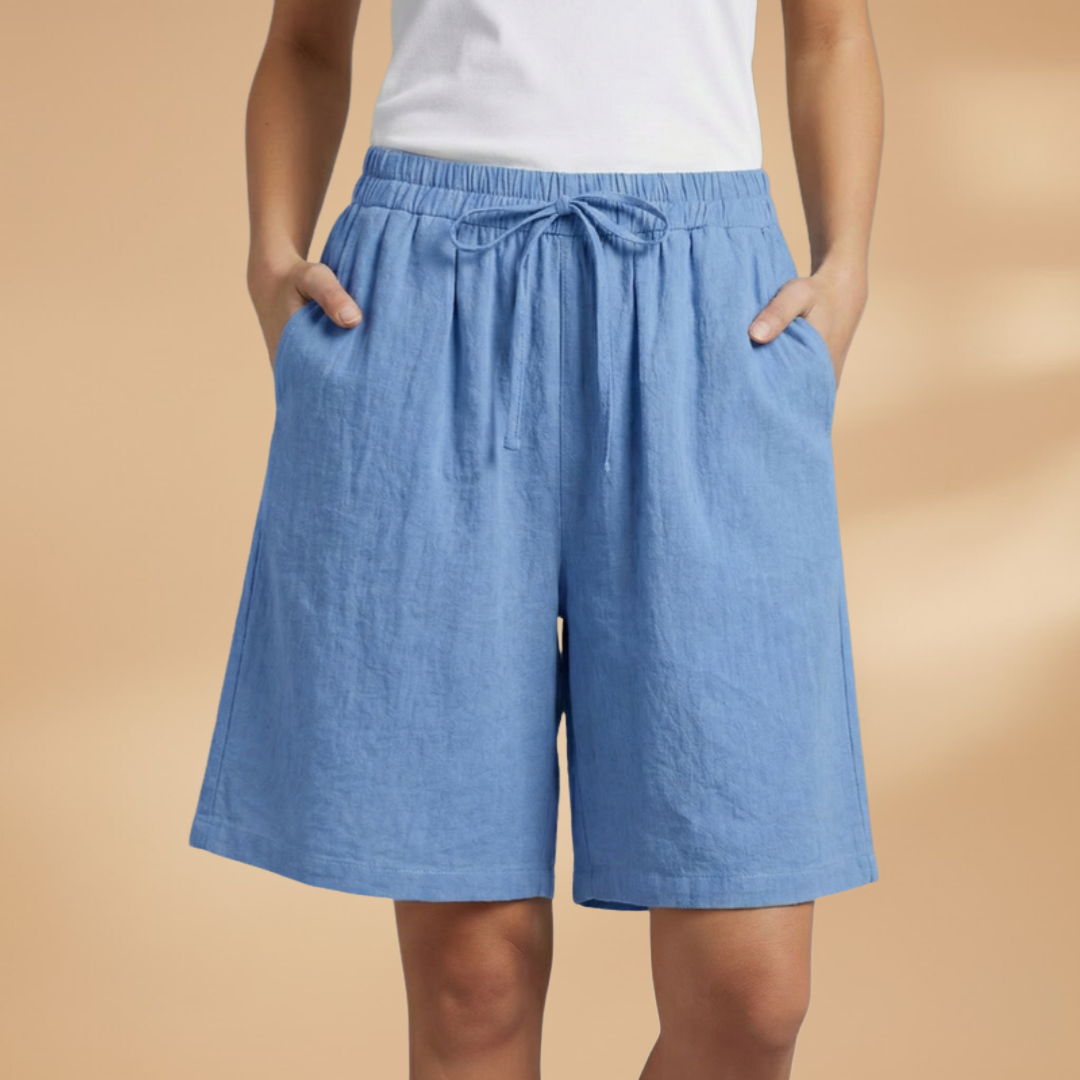 Dámské kraťasy - volné bermudy s elastickým pasem | casual