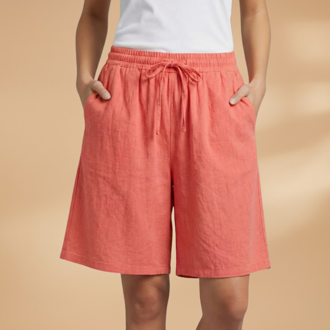 Dámské kraťasy - volné bermudy s elastickým pasem | casual