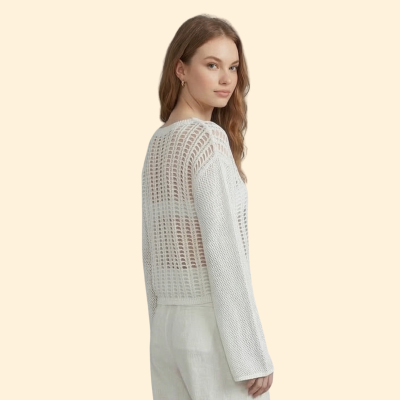 Pull de plage pour femme, couverture de plage en maille ajourée avec manches évasées