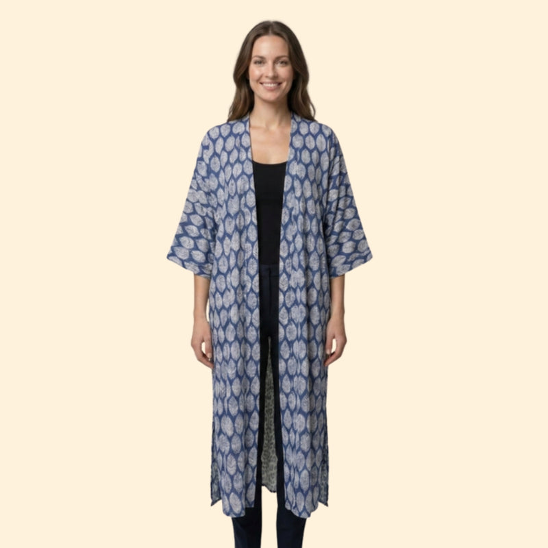 Cardigã de Praia para Mulher Women's Beach Cover Up Longo com Frente Aberta