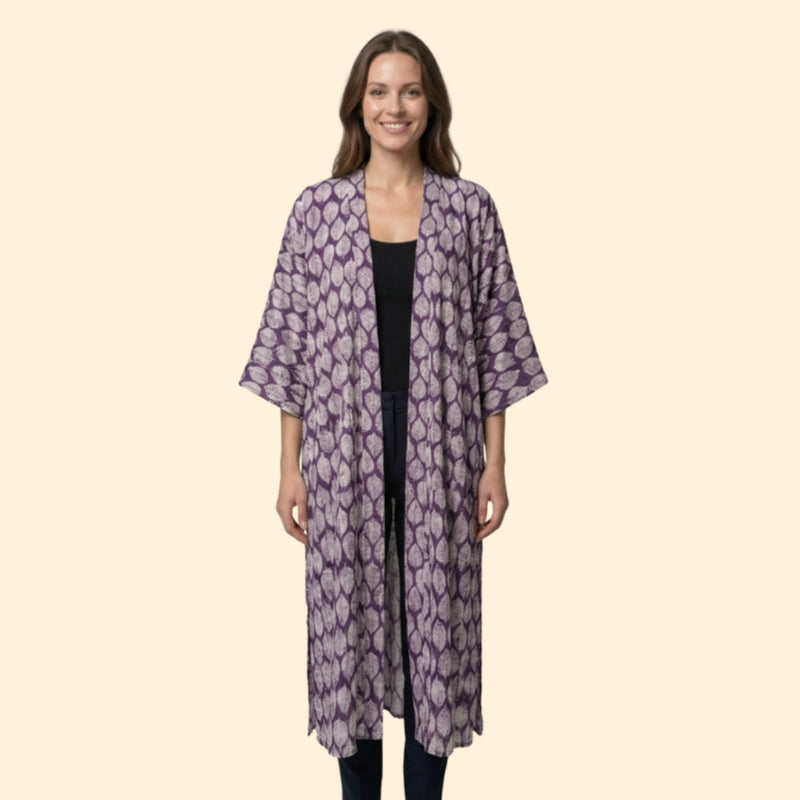 Cardigã de Praia para Mulher Women's Beach Cover Up Longo com Frente Aberta