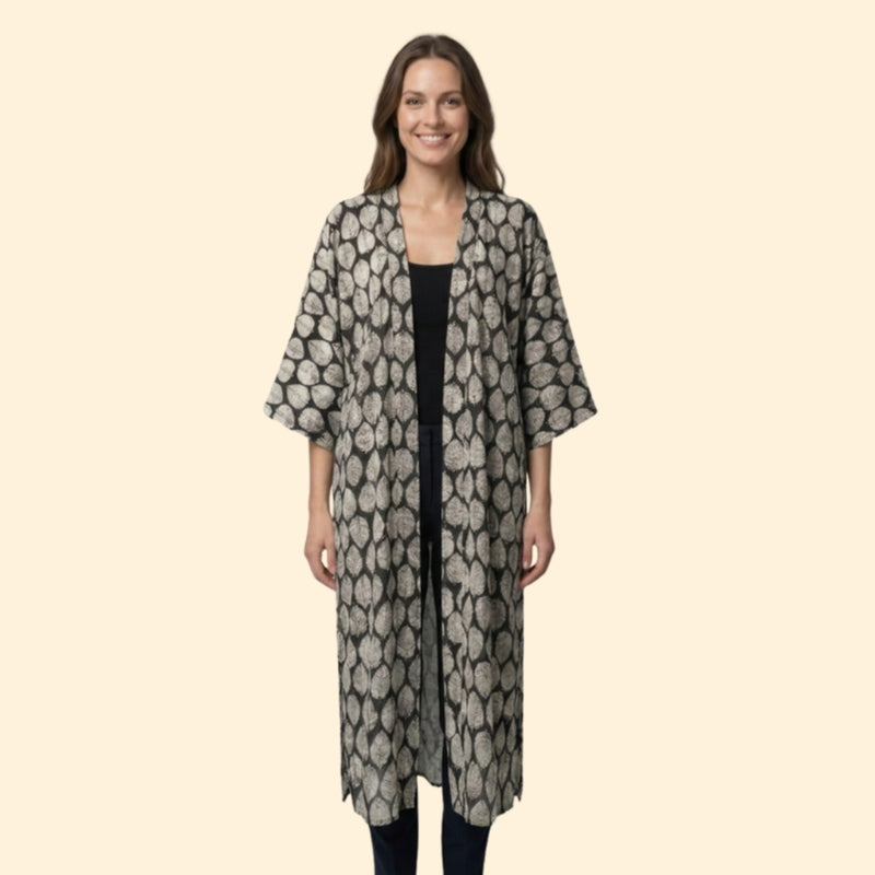Cardigã de Praia para Mulher Women's Beach Cover Up Longo com Frente Aberta