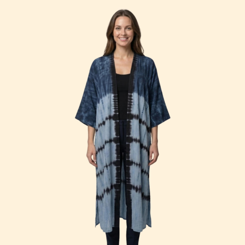 Cardigã de Praia para Mulher Women's Beach Cover Up Longo com Frente Aberta