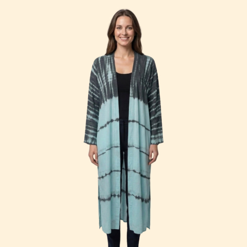 Cardigã de Praia para Mulher Women's Beach Cover Up Longo com Frente Aberta