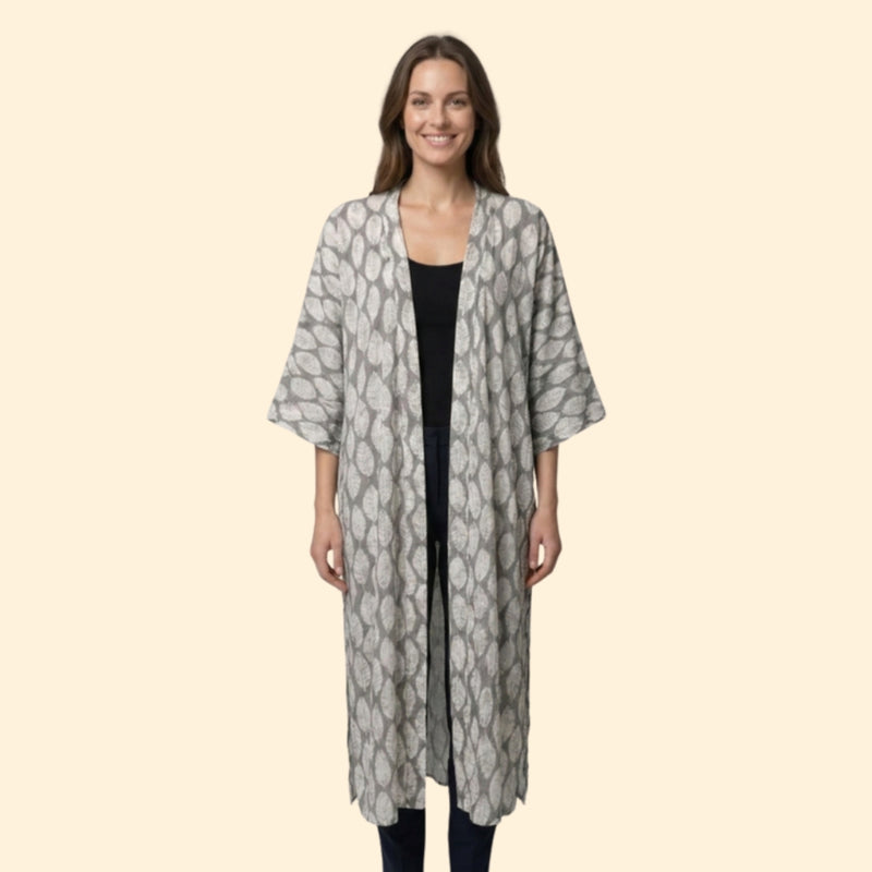 Cardigã de Praia para Mulher Women's Beach Cover Up Longo com Frente Aberta