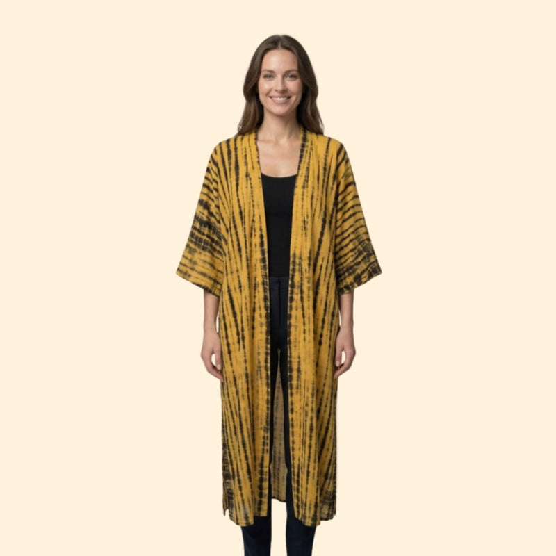 Cardigã de Praia para Mulher Women's Beach Cover Up Longo com Frente Aberta
