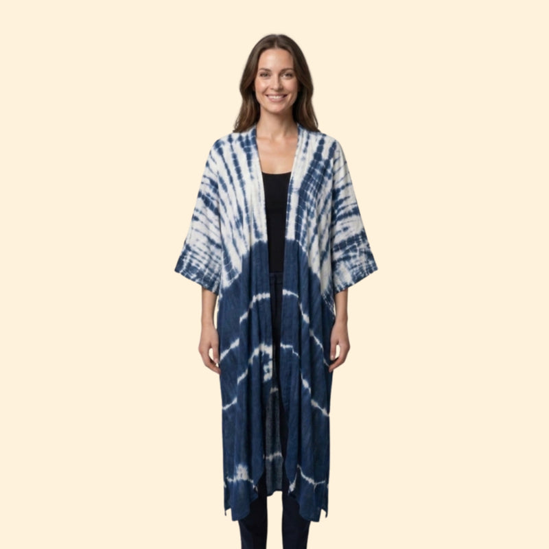 Cardigã de Praia para Mulher Women's Beach Cover Up Longo com Frente Aberta