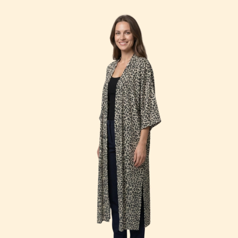 Cardigã de Praia para Mulher Women's Beach Cover Up Longo com Frente Aberta