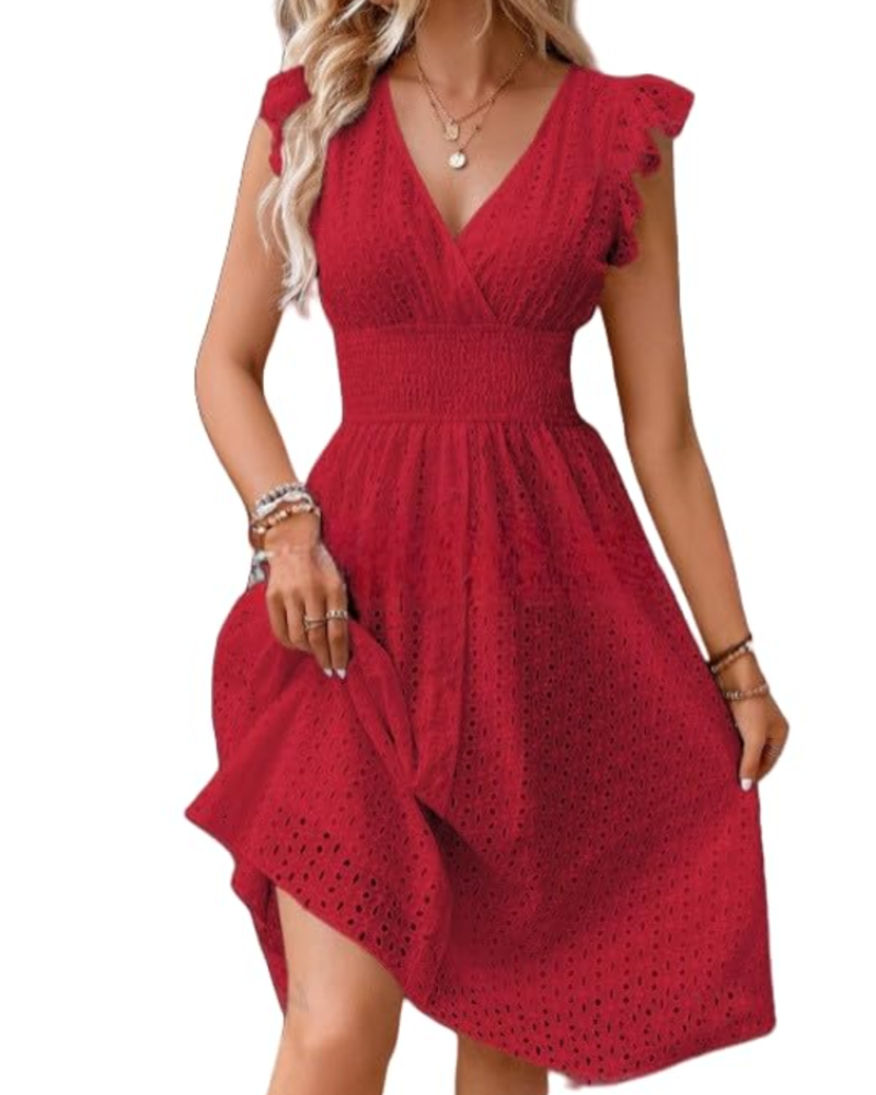 Bohemian dress for women | V-neck and ruffled sleeves | flowing cut | everyday use