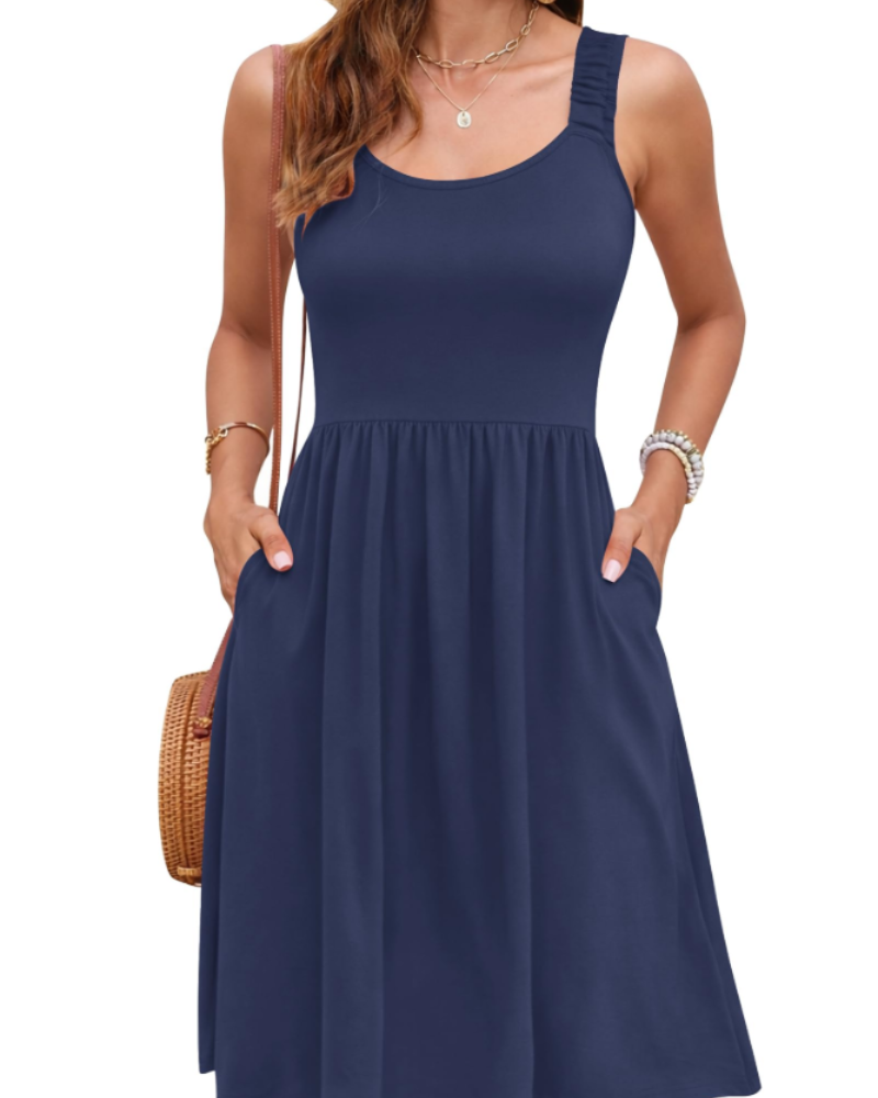 Summer dress for women | square neckline | A-line cut with fitted waist | vacation