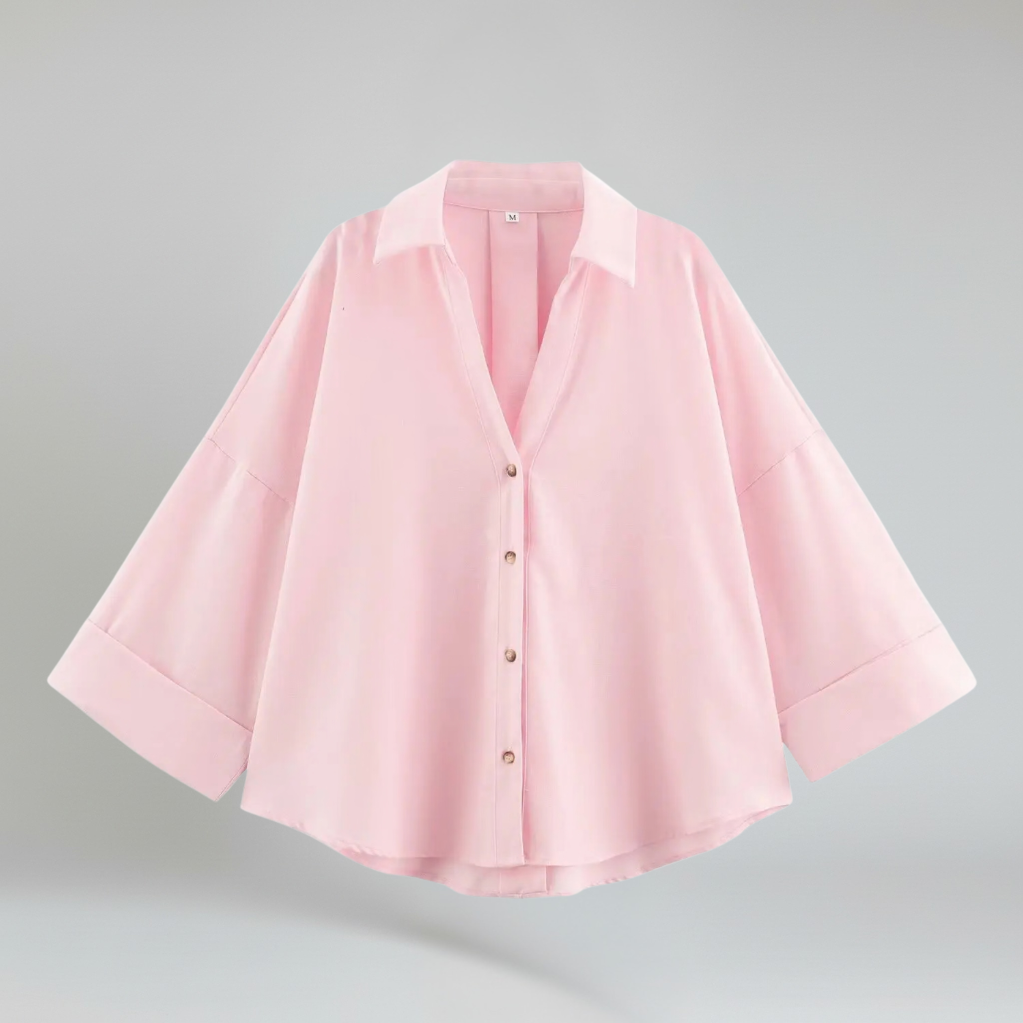 Women's Polyester Shirt with Lapel Collar and Single-Button Closure