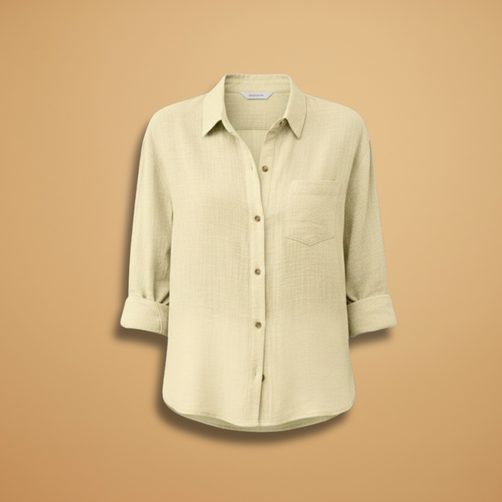 Blusa a maniche corte da donna - camicia aderente con patta di bottoni | quotidiano