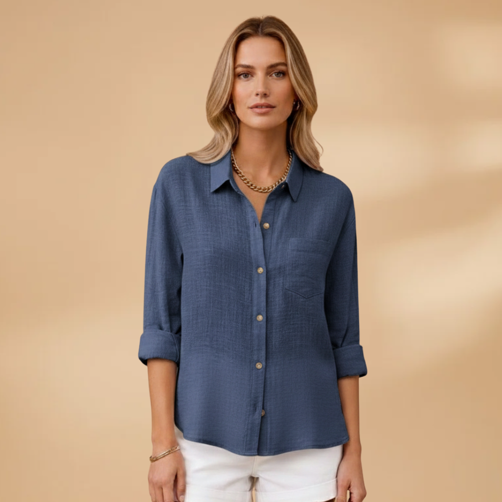 Blusa a maniche corte da donna - camicia aderente con patta di bottoni | quotidiano