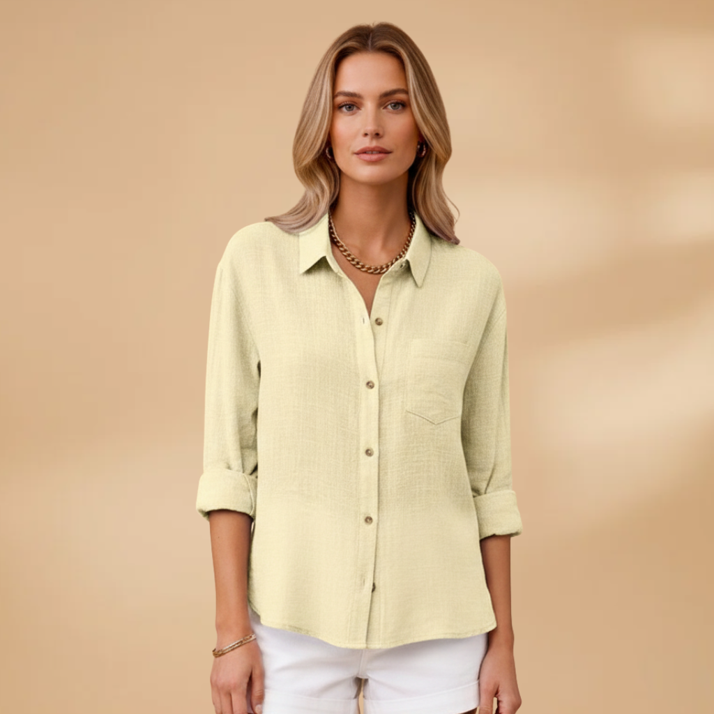 Blusa a maniche corte da donna - camicia aderente con patta di bottoni | quotidiano